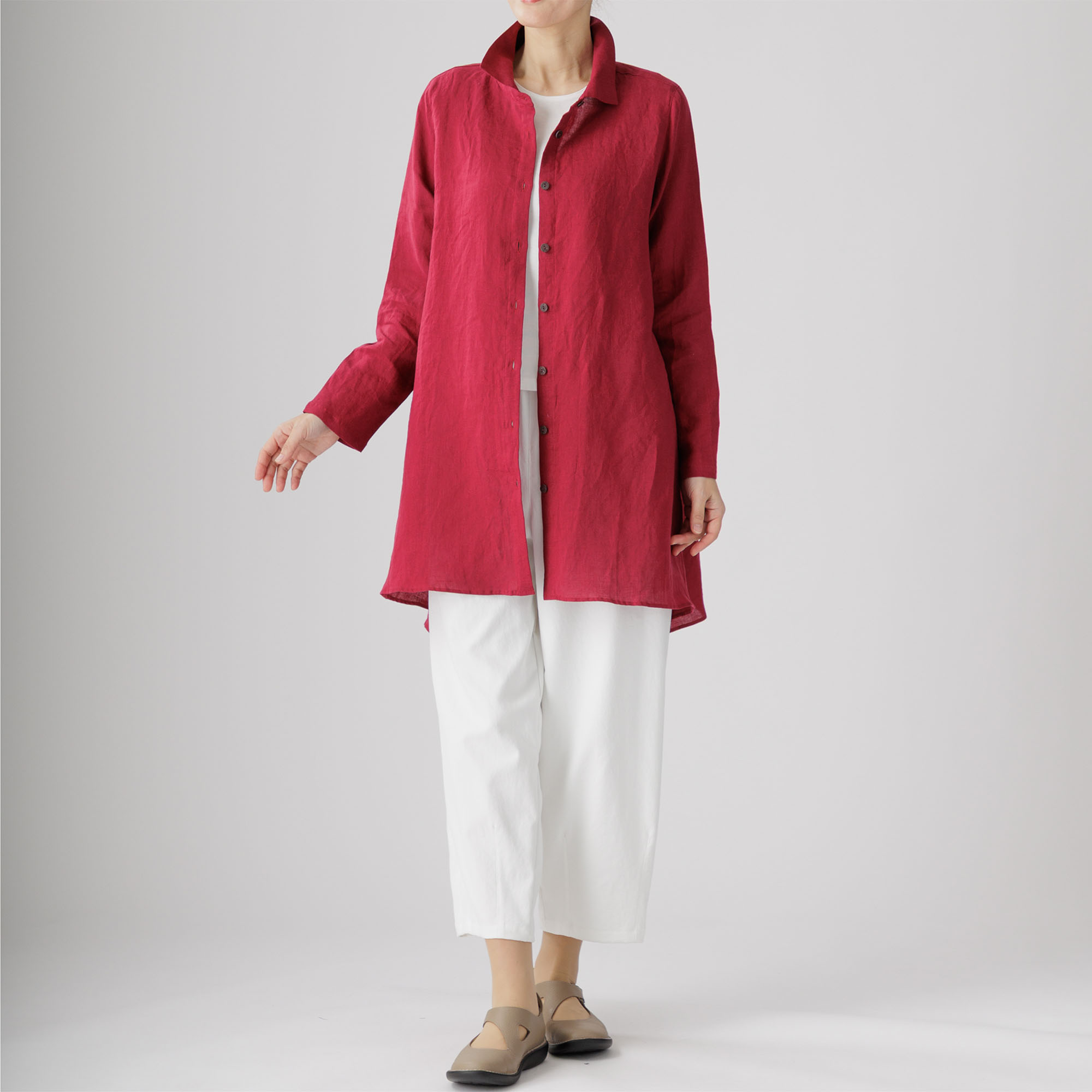 麻100%前開きロングブラウス 434-02 Series | かぐらやONLINE SHOP