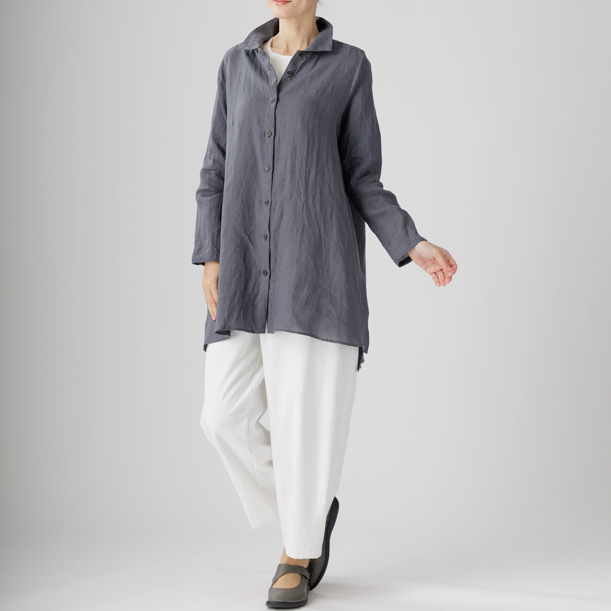 麻100%前開きロングブラウス 434-02 Series | かぐらやONLINE SHOP