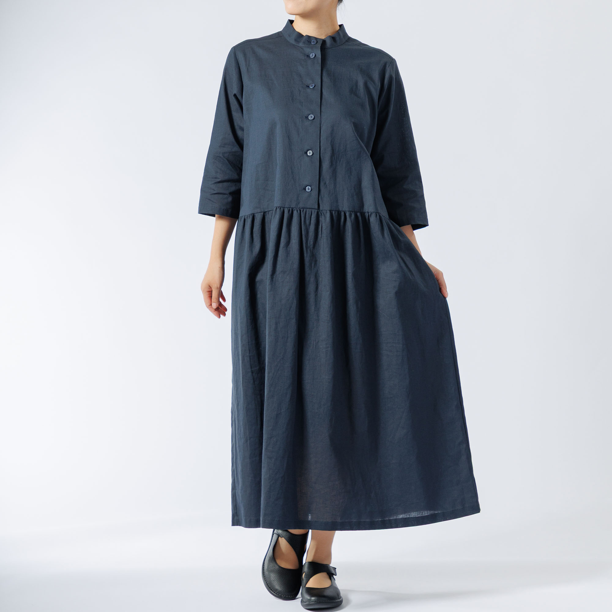 綿麻ウエストギャザーワンピース 643-03 Series | かぐらやONLINE SHOP