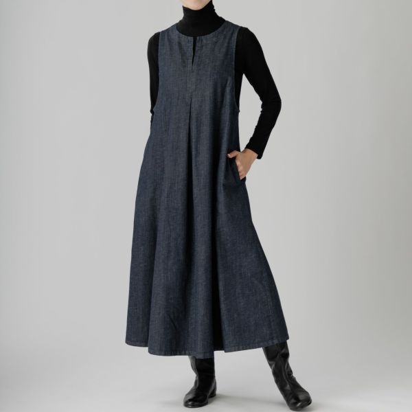 中古品 群言堂 根々 ソフトデニム ワンピース ソフトデニムワンピース 523-03 Series | かぐらやONLINE SHOP